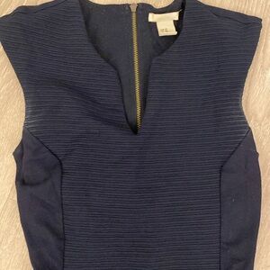 H&M navy blue ribbed sheath dress